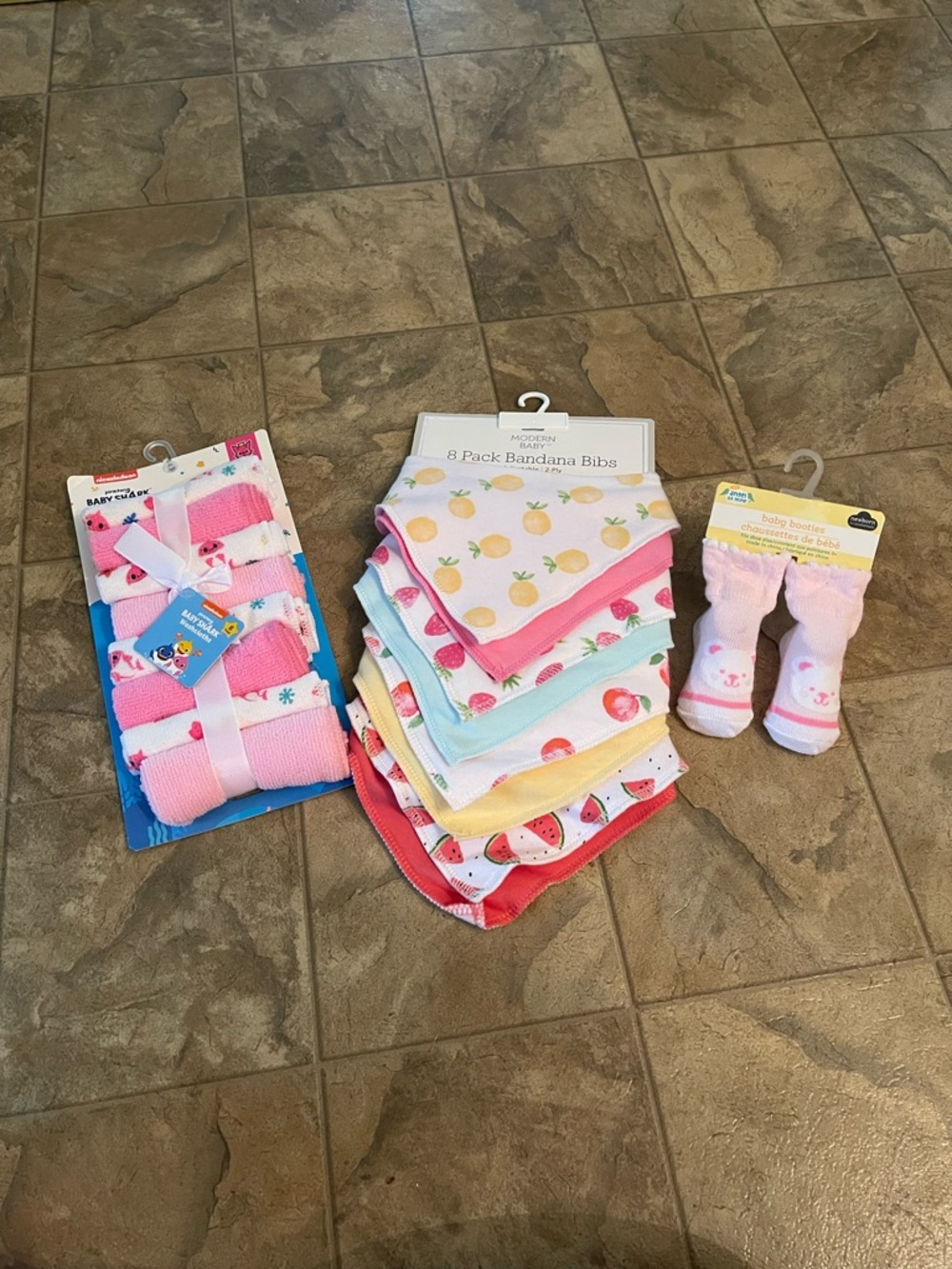 Baby Bandana Bibs & Washcloth Set - Pink Multi